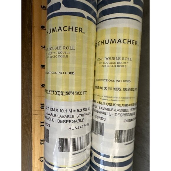 New Schumacher Bamboo-Marine Luxury Decor Wallpaper Lot of 2 Rolls - Picture 6 of 9